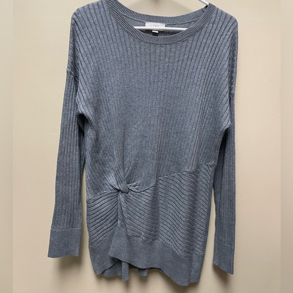 LOFT Gray Ribbed Knit Top - Picture 4 of 4